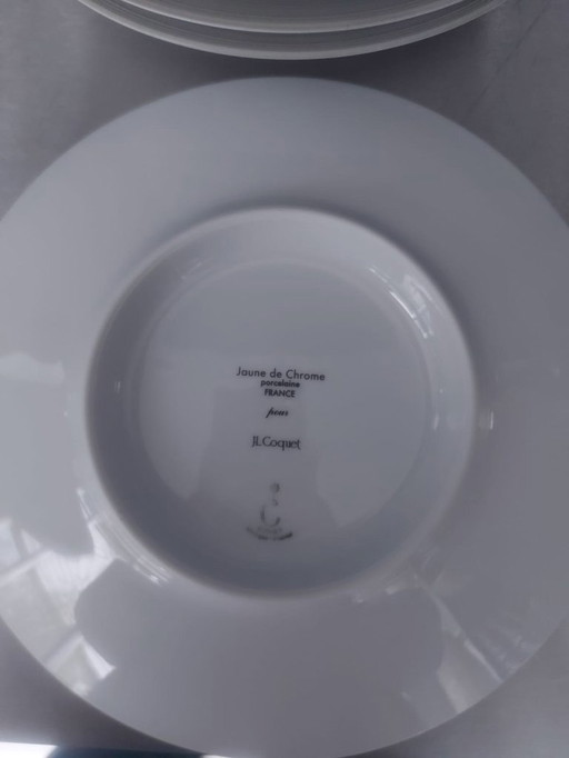 Yellow Chrome x JL Coquet Limoges – Hemisphere White Satin dessert borders (set of 10 | Ø 21 cm)