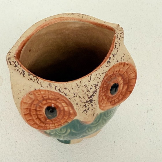 Image 1 of Vaso a forma di gufo in terracotta smaltata/ceramica