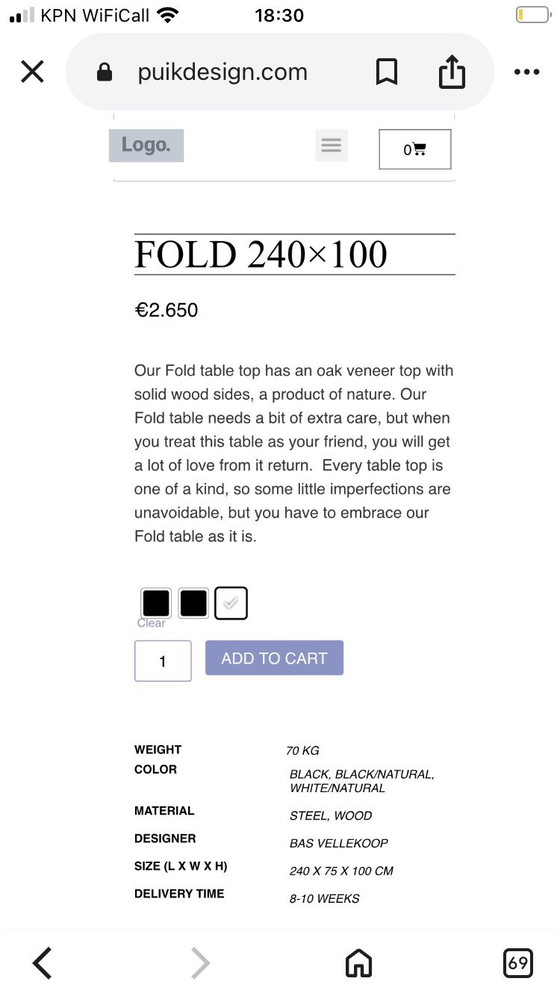 Image 1 of Table de salle à manger design en bois massif noir Bas Vellekoop 240 cm