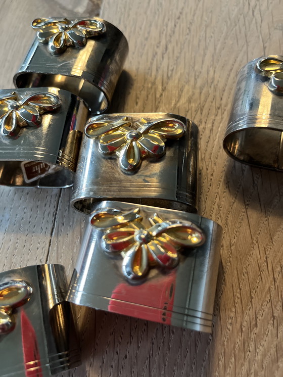 Image 1 of 6 Vintage Verzilverde Servetringen