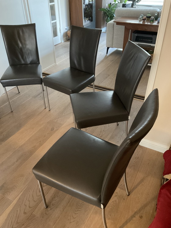 Six Chaises de Salle à Manger Bert Plantagie – Leather, Metal (photo 7 of 9)