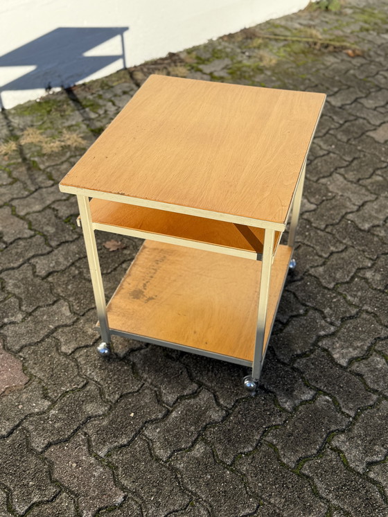 Image 1 of 1970s industrial side table Vintage serving trolley Space Age Coffee table 