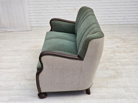 Dänisches 3-Sitzer-Sofa aus den 1960er Jahren, Möbelwolle, Eichenholz. – 3-5 Sitzer Sofas, Wood, Wool (photo 14 of 17)
