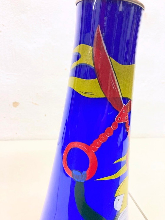 Image 1 of Lampada da tavolo in vetro dipinto di design Eisch anni '80-'90, firmata