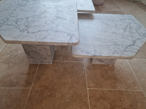 Image 1 of Italian marble coffee table, Carrara marble, nesting tables, vintage Italian design, 1970s coffee table, mid-century Vintage