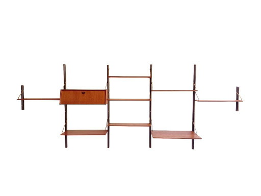 Vintage 5-piece wall system with desk by Louis van Teeffelen