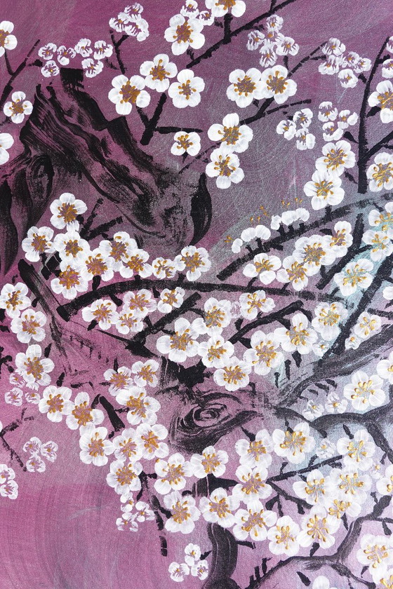 Image 1 of Grue et Sakura J504 - grande peinture originale