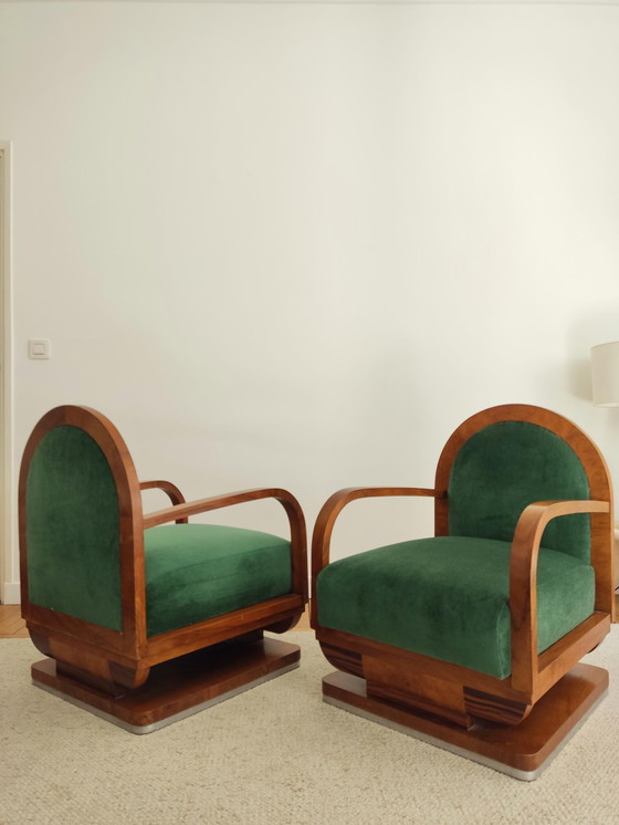 Image 1 of Pair of art deco armchairs