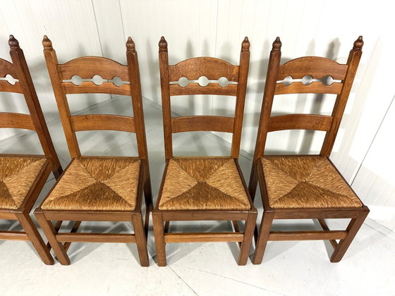 Rustieke Eiken Razor Back Eetkamerstoelen 1960’s – Wicker (photo 8 of 18)