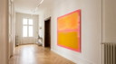 Ausstellungsstück – Farbfeldmalerei Abstrakt Neon Rosa Gelb Töne| 110 × 110 cm | 5 mm Acrylglas | Contemporary Neon Kunst