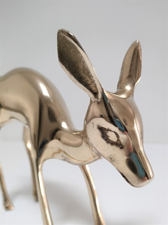 Image 1 of solid brass deer, 1980s