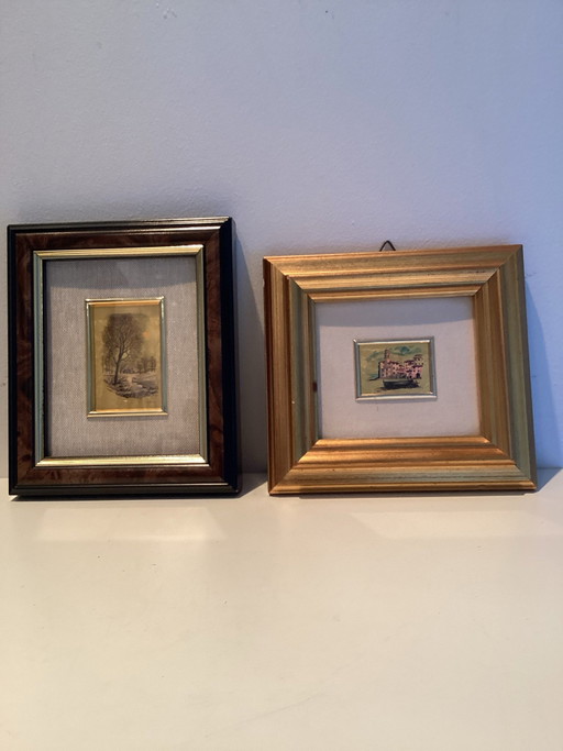 Duo-set Miniature Italiane Vintage Certificate su Foglia d'Oro 23K.