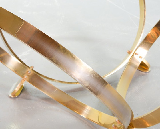 Image 1 of Mid-Century Design Knut Hesterberg Round Brass Coffee Table with Smoked Glass Top for Ronald Schmitt. Germany, 1970s. 