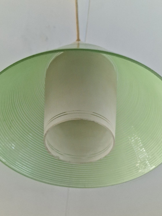 Deense Vintage Hanglamp Gestreept Glas – Hanglampen, Plastic (photo 3 of 5)
