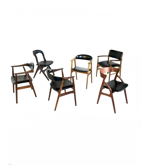 Image 1 of Ensemble de 6 chaises de salle à manger danoises vintage Mix & Match des années 60