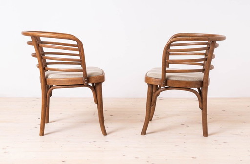 Set van 2 Thonet fauteuils, model B246, jaren 30, gerestaureerd en opnieuw gestoffeerd