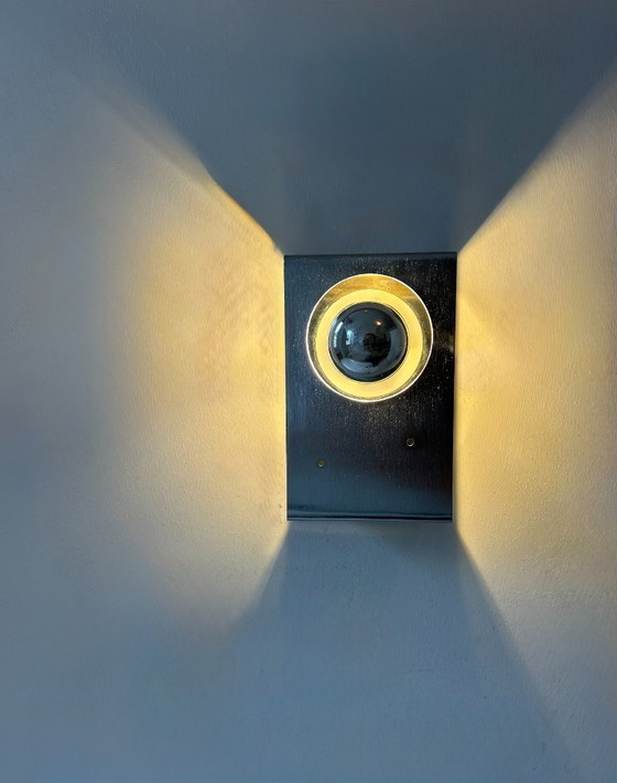 Image 1 of Coppia di applique vintage, metallo spazzolato, Francia, 1970