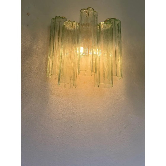 Image 1 of Italiaanse wandlamp groen "Tronchi" Murano glazen wandlamp