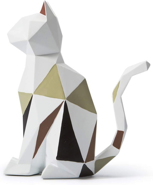 Amoy-Art Figuur Decoratie kat Dier Sculpture Standbeeld Geometrisch Modern Kunst Voor Huis Cedeau Giftbox Polyresin 18.5cmH
