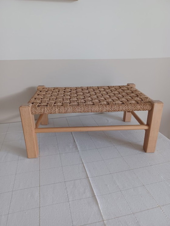 Image 1 of Vintage Scandinavian footstool. Artisanally woven.