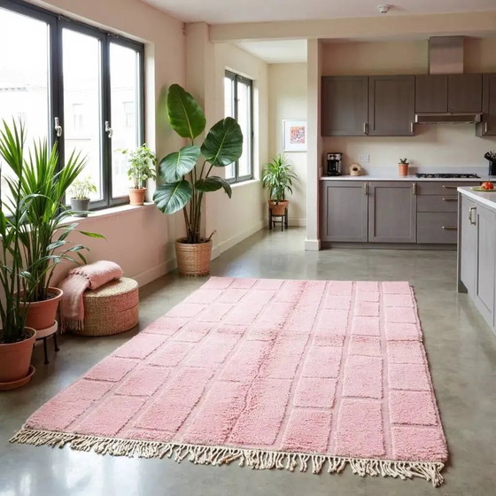 Tapis marocain shaggy moderne à motif quadrillé 250CMx150CM – Wool, Cotton, Scandinavian (photo 12 of 14)
