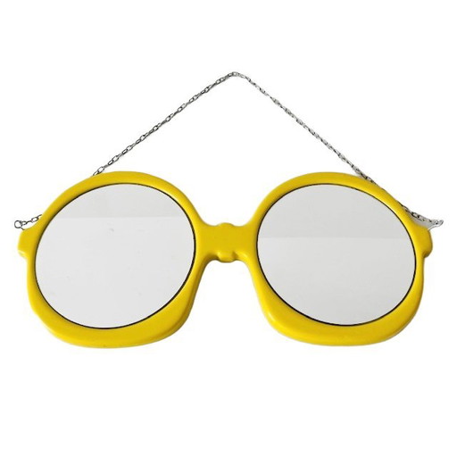 Mid-century pop art retro glasses mirror yellow plastic wall mirror 1970s