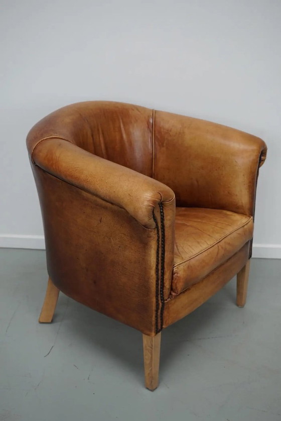 Image 1 of Vintage Nederlandse cognackleurige leren clubfauteuil