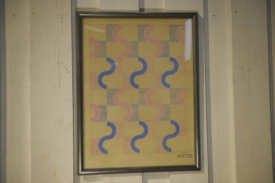Gouache on paper original unique modernist work by Jean Boris Lacroix 1940s – Art Prints, Bauhaus (photo 6 of 13)