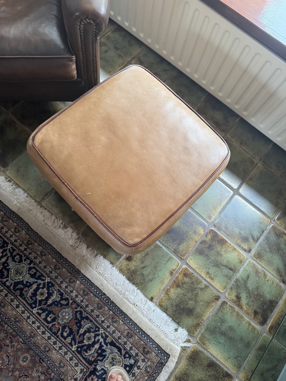 Image 1 of Leren Fauteuil met Voetenbank