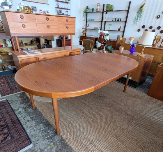 Image 1 of Vintage Danish round teak extendable dining table, Bramin