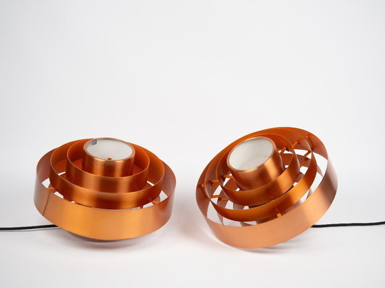 Image 1 of Pair of 2 Danish vintage pendant lamps Ultra by Jo Hammerborg, Fog og Morup, 1960s