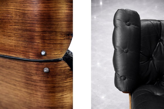 Image 1 of Vintage Mid-Century Modern Swiss Leather&Bentwood Lounge Chair by Martin Stoll for Giroflex, 1960s