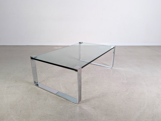 Image 1 of Mesa de centro clásica Peter Draenert 1022 de 120 cm de largo y diseño de cristal.