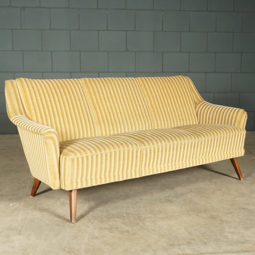 Canapé trois places vintage – velours – années 1960 – 3 5 zitsbanken, Textile