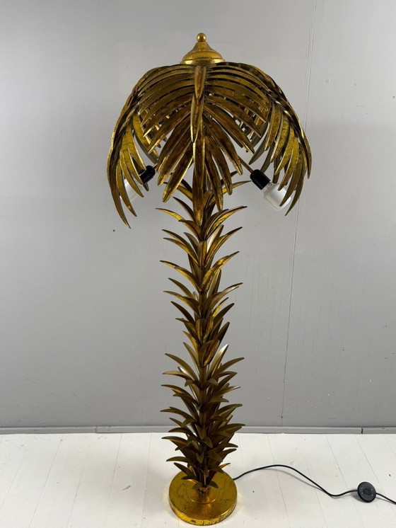 Image 1 of Gran lámpara de pie/palmera estilo Hollywood Regency, al estilo de Maison Jansen, Francia, década de 1970