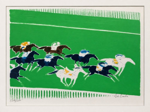 André Brasilier - Cursos en Longchamp (n.º 163) - litografía firmada