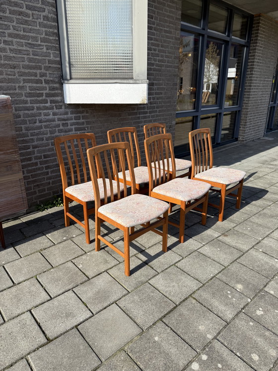 Image 1 of 6 chaises vintage en teck des années 80