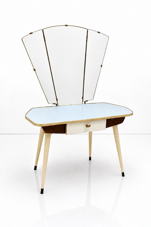 Vintage jaren 50 kaptafel – mid century retro – Tiffany blue