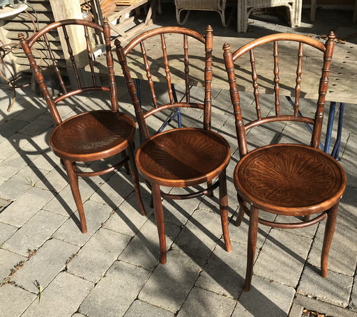 3x Thonet Wien Café Bistro Stoel Jacob & Josef Kohn Nr 271