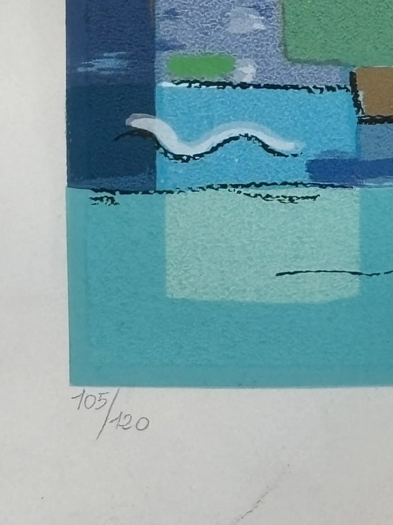 Lithograph of "Istanbul" by Ibrahim Kodra 1970s – Paintings & Drawings, Paper, Geometrisch (photo 8 of 9)