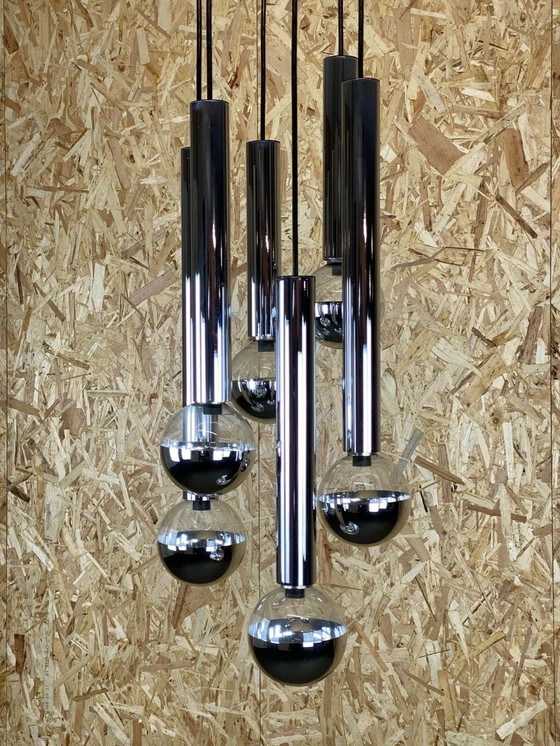 Image 1 of Lampada a cascata anni '60-'70 di Motoko Ishii per Staff Cromata a 6 fiamme