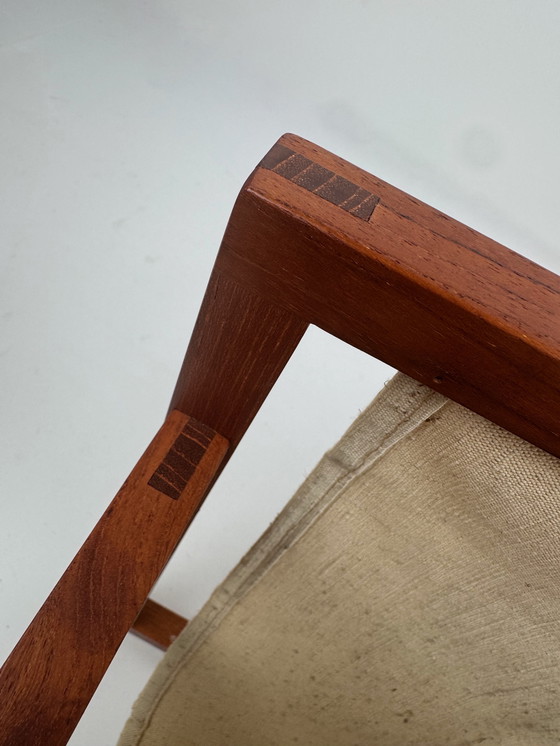 Image 1 of Henning Wind-Hansen für Sika Møbler – Zeitschriftenhalter aus Teakholz und Leinen, Dänemark, 1960er Jahre