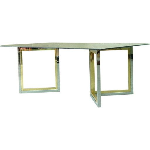 Vintage Couchtisch aus Messing und Chrom, 1970er Jahre
