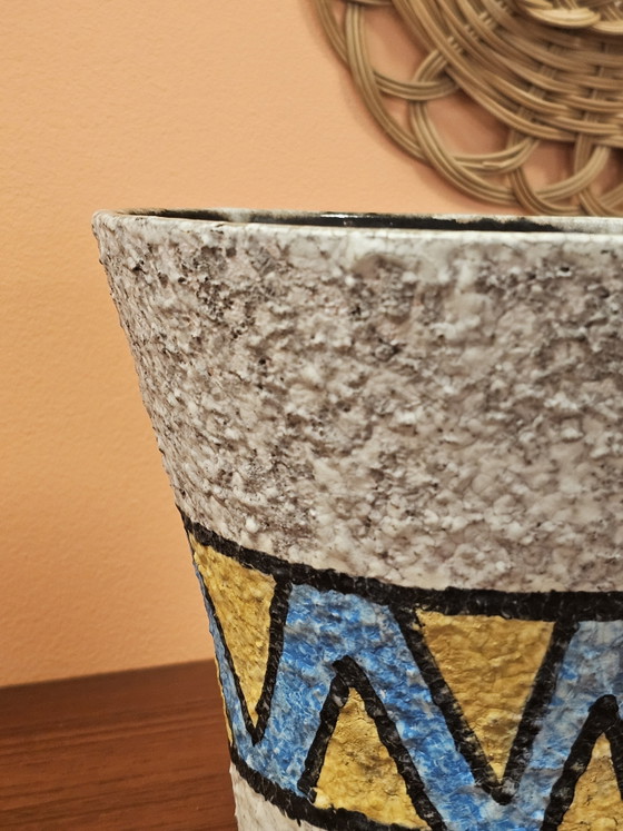 Vintage Uebelack Ceramic Flowerpot - Fat Lava Zigzag – Vases (photo 7 of 9)
