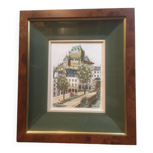 Château de Frontenac framed, Quebec Lithograph