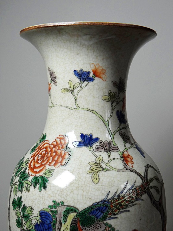 Image 1 of Large Chinese stoneware vase with crackled "Chenghua" glaze, apocryphal, early 20th century