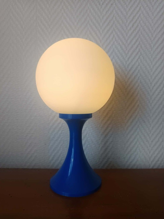 Image 1 of Lampada in stile Space Age, vetro blu e opalino, anni '70