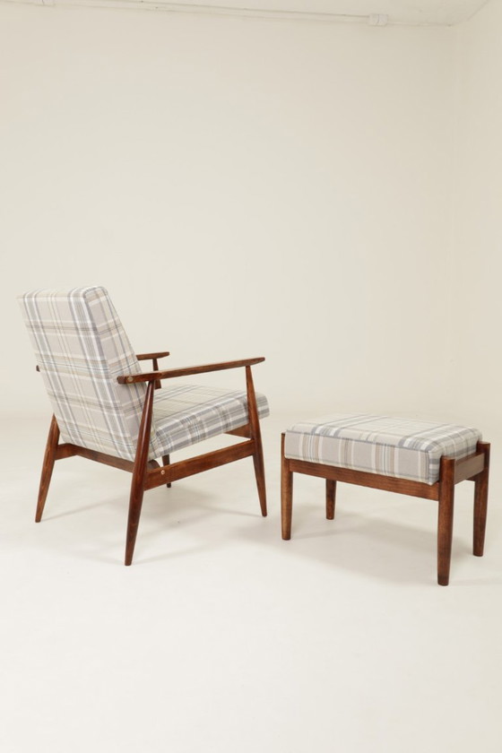 Image 1 of Set vintage di poltrona e poggiapiedi Tartan Royal Design Stile metà secolo, 1960