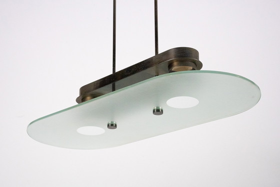 Image 1 of Lumi Milano Lustre Mid Century en laiton et verre - Italie, années 1970