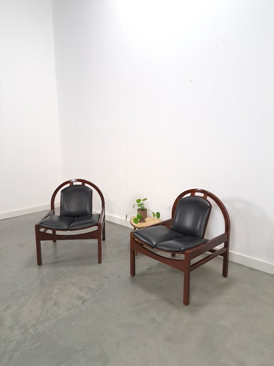 Image 1 of Ensemble de fauteuils en cuir noir Argos, Baumann France